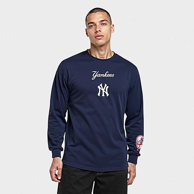 Pro Standard Men's New York Yankees MLB Wingspan Long-Sleeve T-Shirt in Midnight Navy Size: Small