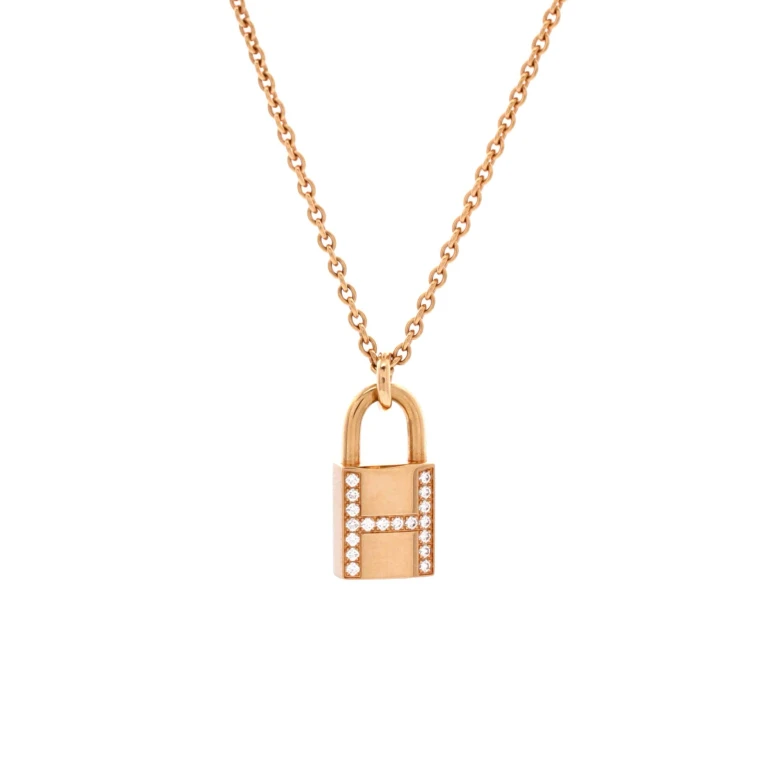 Amulettes Cadenas Pendant Necklace 18K Rose Gold with Diamonds