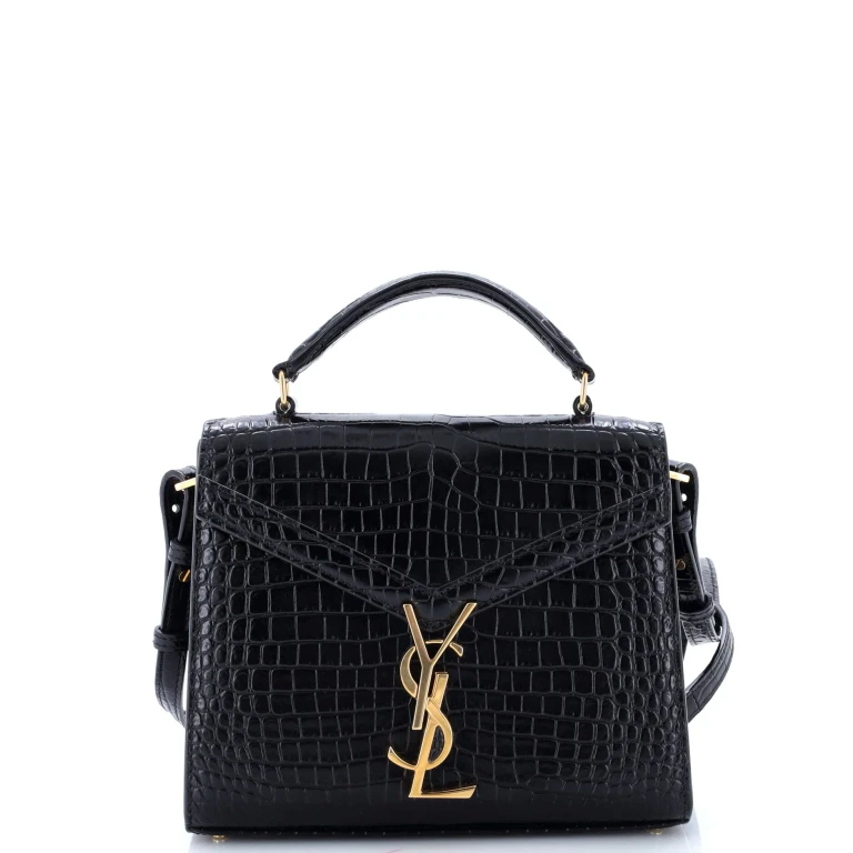 Cassandra Top Handle Bag Crocodile Embossed Leather Mini