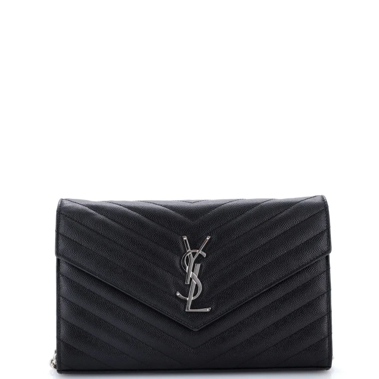 Classic Monogram Wallet on Chain Matelasse Chevron Leather Medium