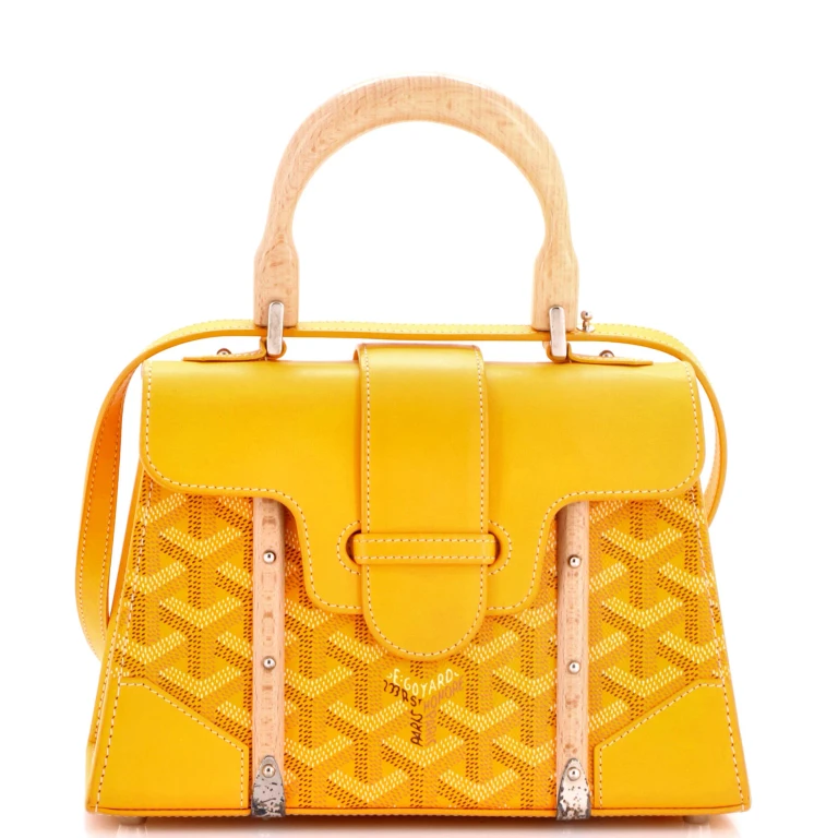 Structured Saigon Top Handle Bag Coated Canvas with Leather Mini