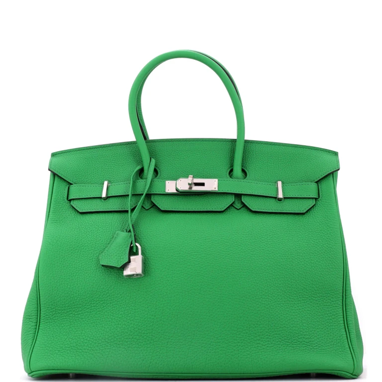 Birkin Handbag Bamboo Togo with Palladium Hardware 35