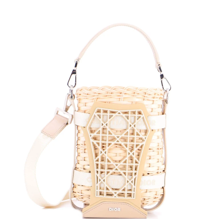 Sahara Basket Bag Wicker Raffia with Leather