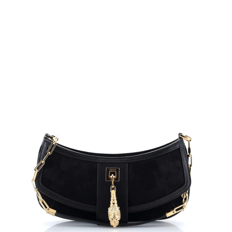 Tiger Head Chain Clutch Suede with Leather Small