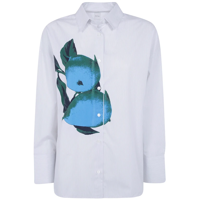 Shirt Blue Fruit Print