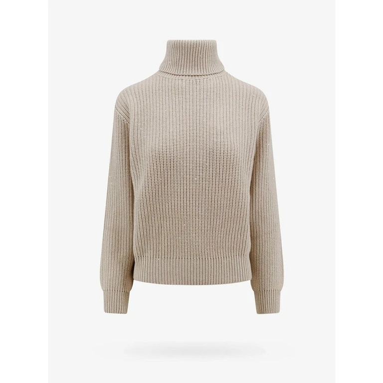 Women's Beige Wool Silk Turtleneck Sweater