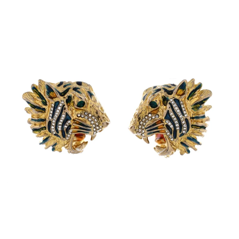 Rajah Stud Earrings Metal with Enamel and Crystal