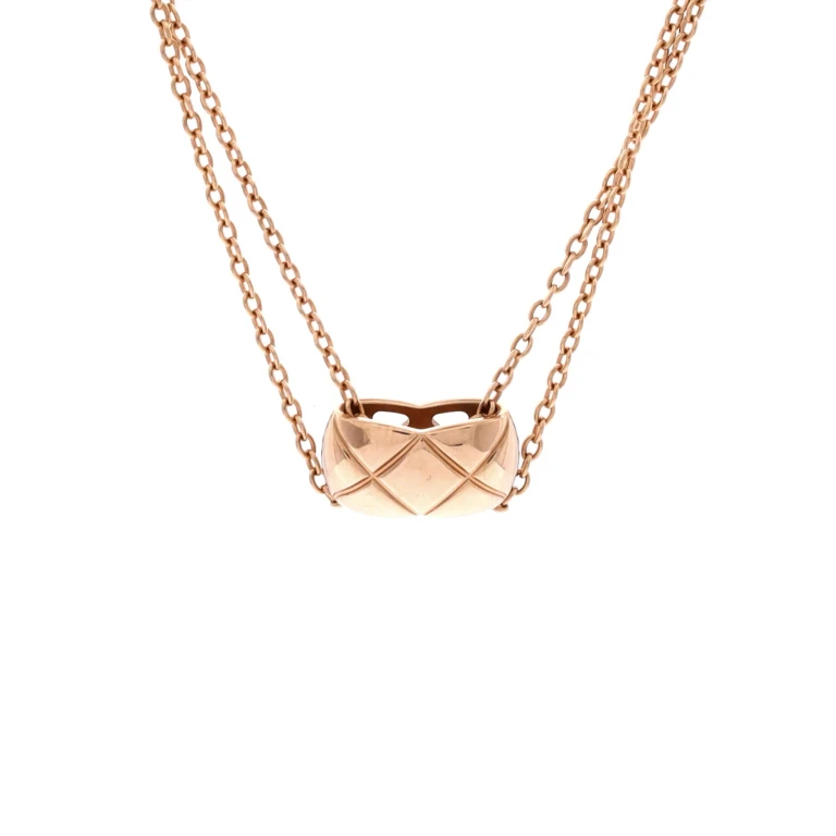 Coco Crush Double Chain Pendant Necklace 18K Rose Gold