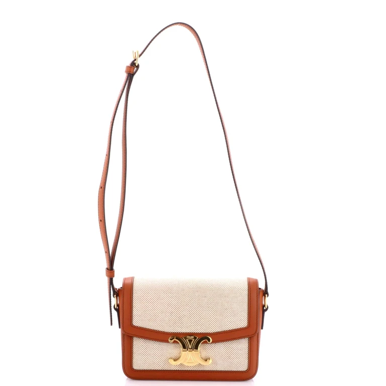 Triomphe Shoulder Bag Canvas with Leather Teen