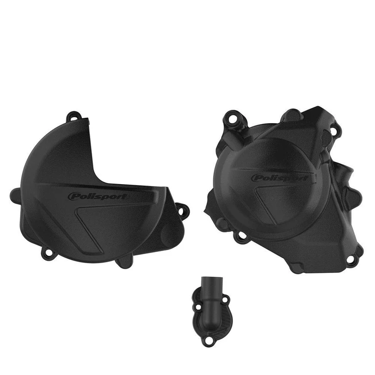 90961 - Polisport Clutch & Ignition Cover Protectors For Honda CRF450R & CRF450RX 2017-2025 Black