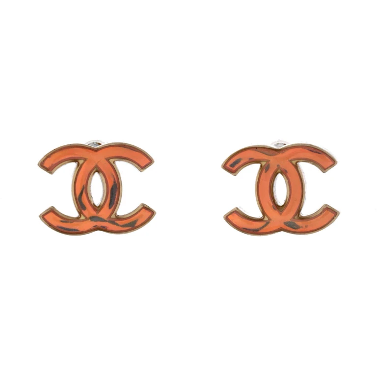 CC Stud Earrings Metal with Enamel