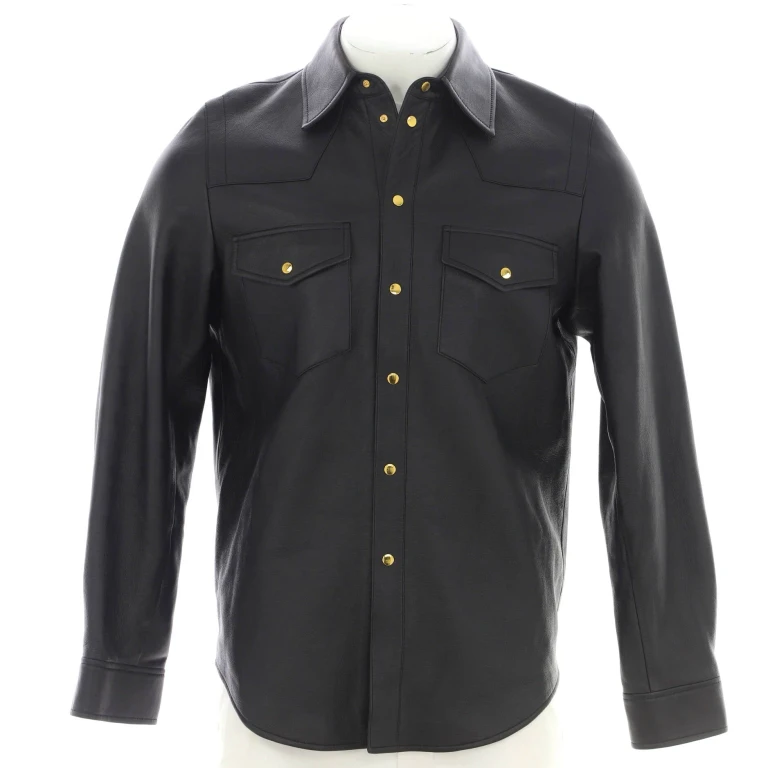 Men's Logo Shirt Jacket Leather