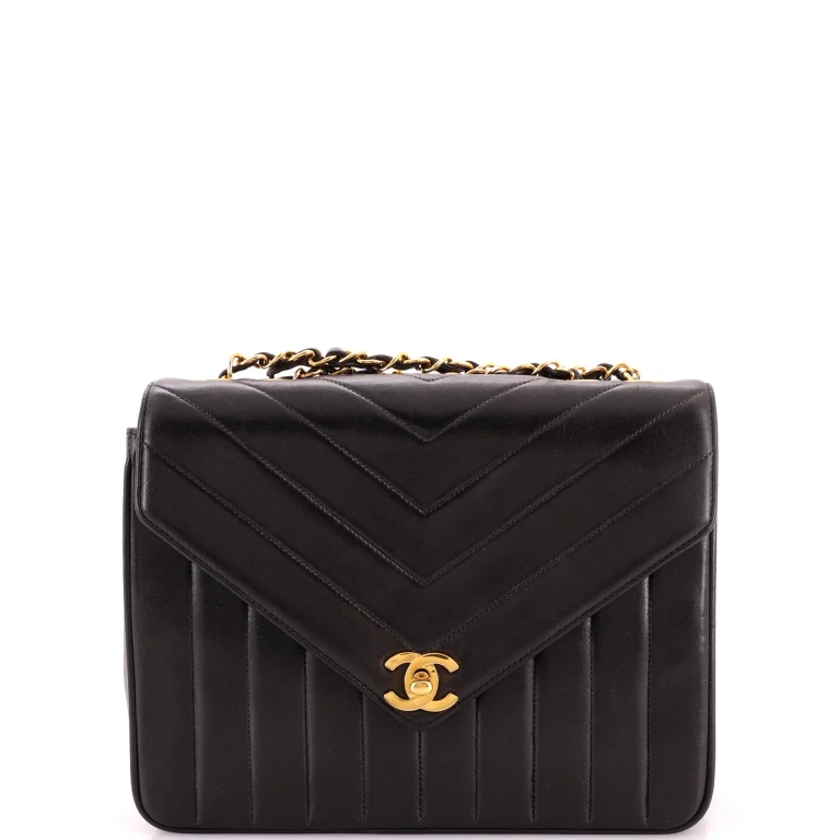 Vintage Envelope Flap Bag Chevron Lambskin Small