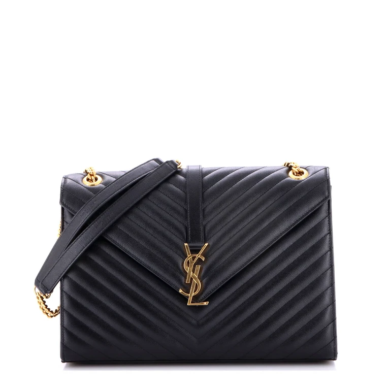 Classic Monogram Envelope Satchel Matelasse Chevron Leather Large