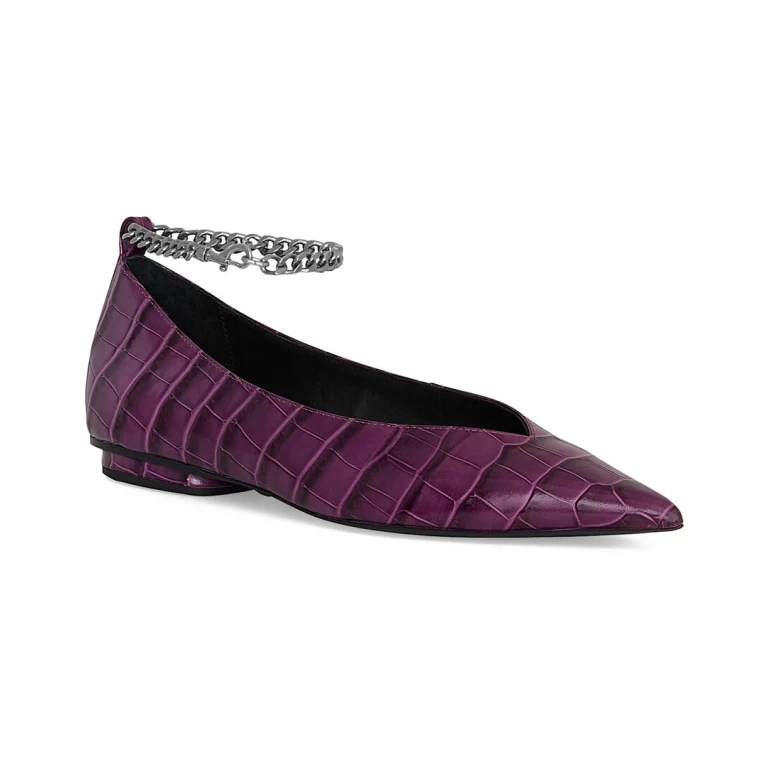Chain Ankle Leather Ballet Flat