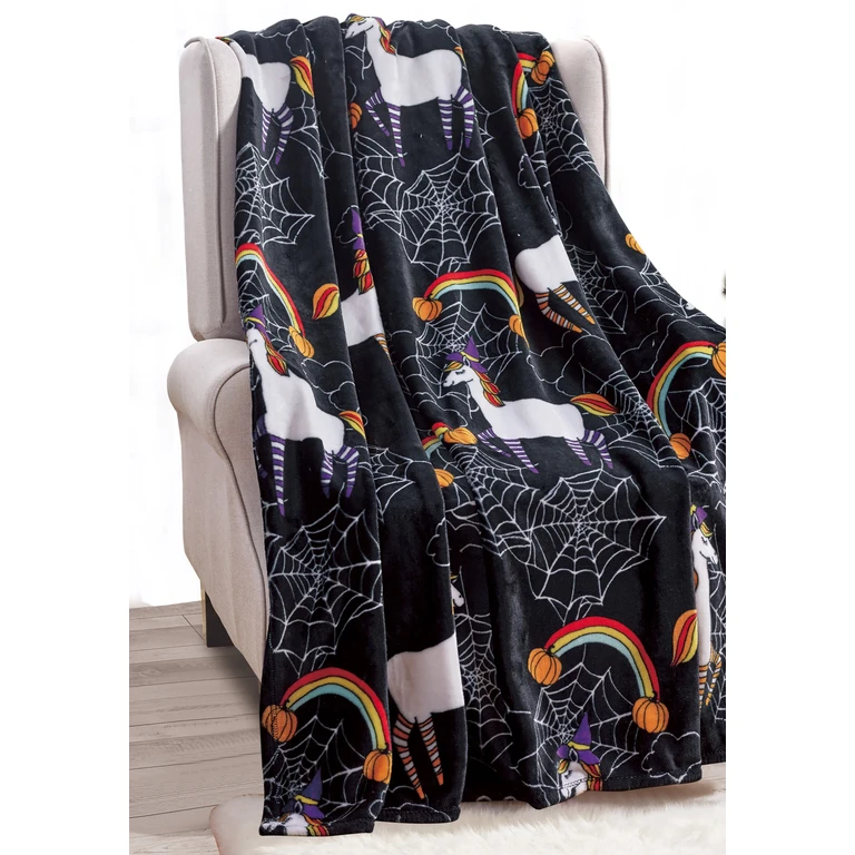 Black Unicorn Throw Blanket