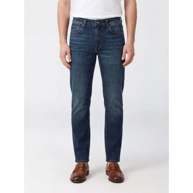 5-Pocket Straight-Leg Jeans in Stretch Cotton Denim (RX0325F2VCOCOLE)