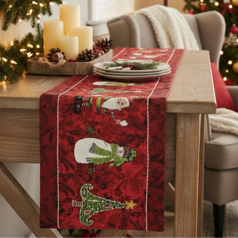 Tache Here Comes Santa Claus Vintage Holiday Woven Tapestry Table Runners (8577TR)