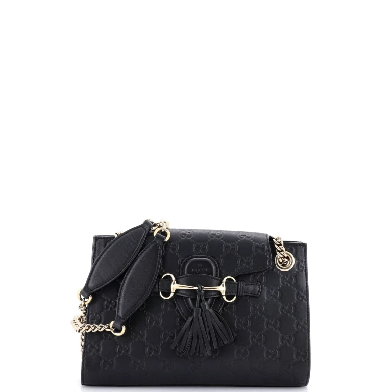 Emily Chain Flap Shoulder Bag Guccissima Leather Small