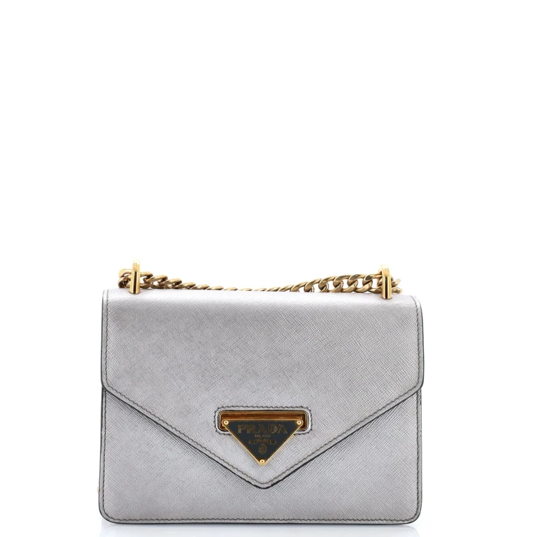 Envelope Flap Chain Shoulder bag Saffiano Leather Small