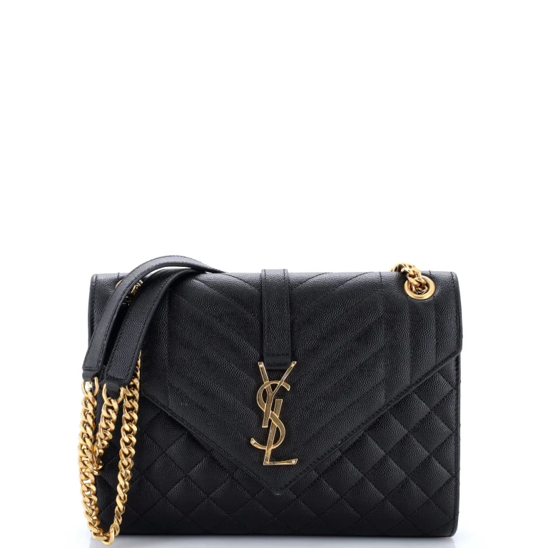 Classic Monogram Envelope Satchel Mixed Matelasse Leather Medium