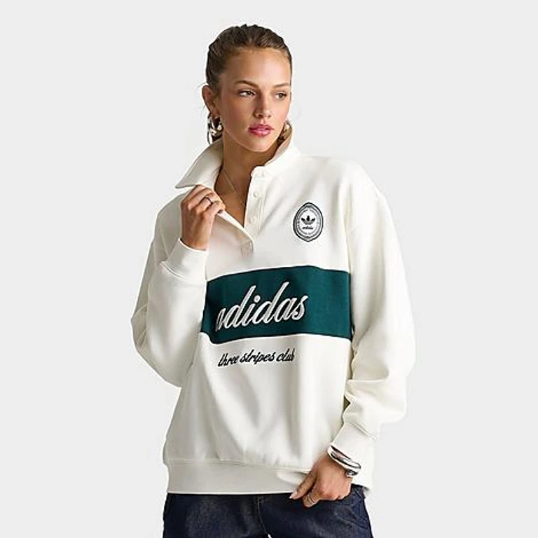 Women's Originals Panel Collar Crewneck Sweatshirt in Off White/Aurora Ivy Size: XS