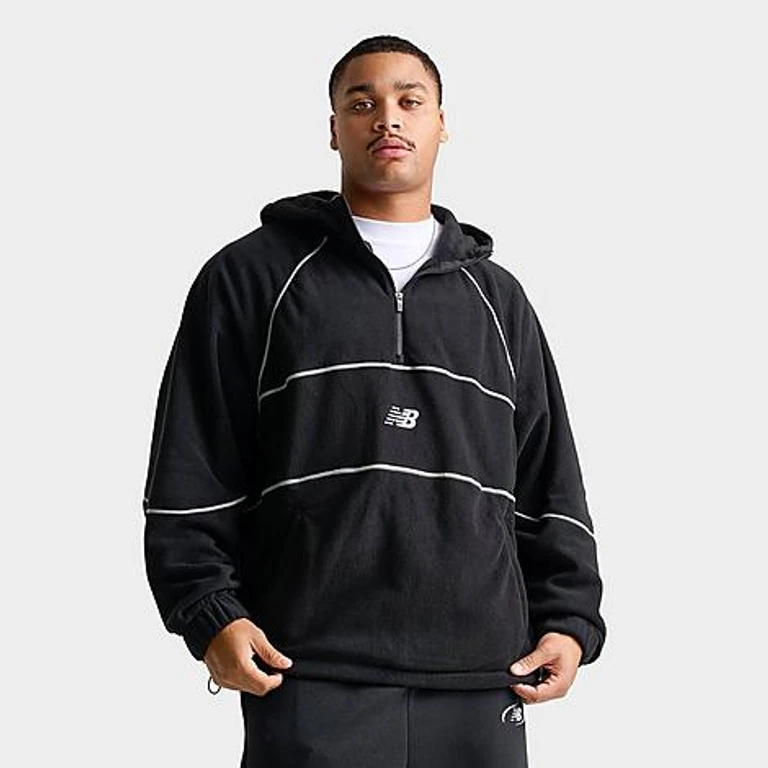 Men's Trackside Polar Fleece Pullover Hoodie in Black Size: Small