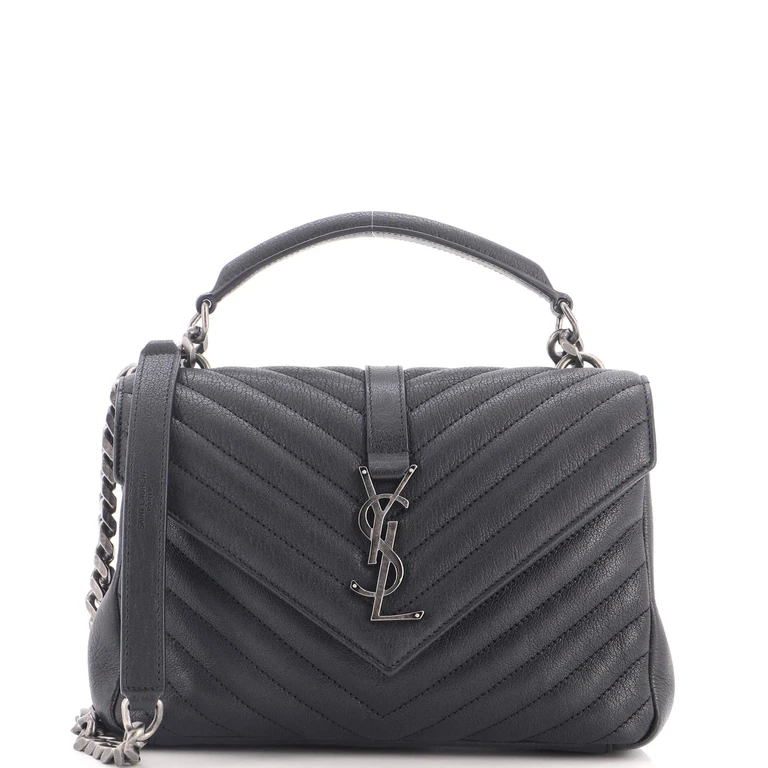 Classic Monogram College Bag Matelasse Chevron Leather Medium
