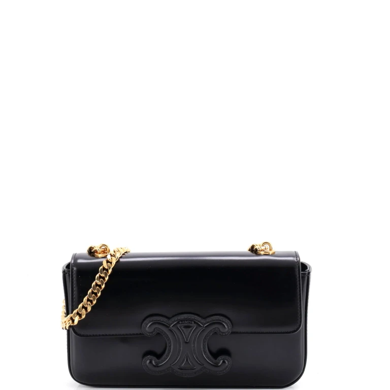 Triomphe Chain Shoulder Bag Leather Small