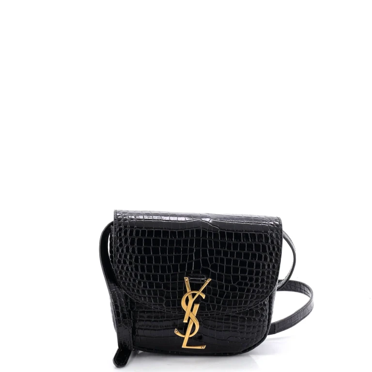Kaia Shoulder Bag Crocodile Embossed Leather Small