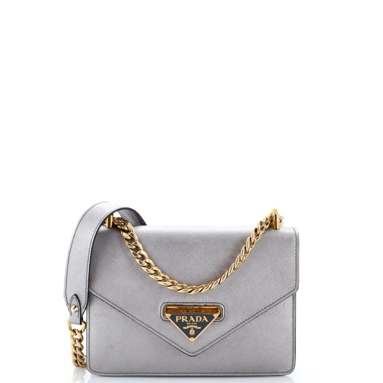 Envelope Flap Chain Shoulder bag Saffiano Leather Small