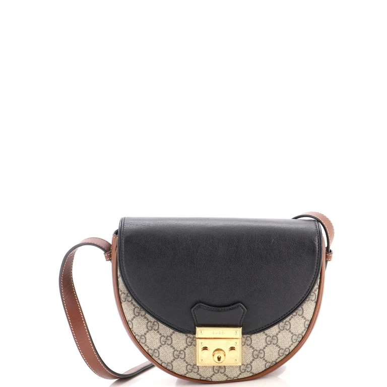 Padlock Saddle Shoulder Bag GG Coated Canvas and Leather Small