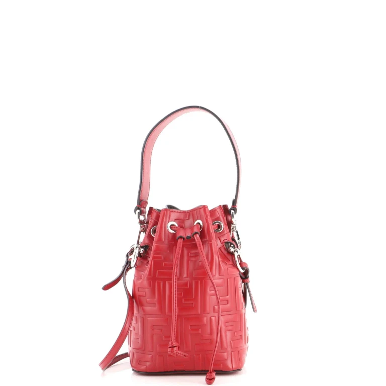 Mon Tresor Bucket Bag Zucca Embossed Leather Mini