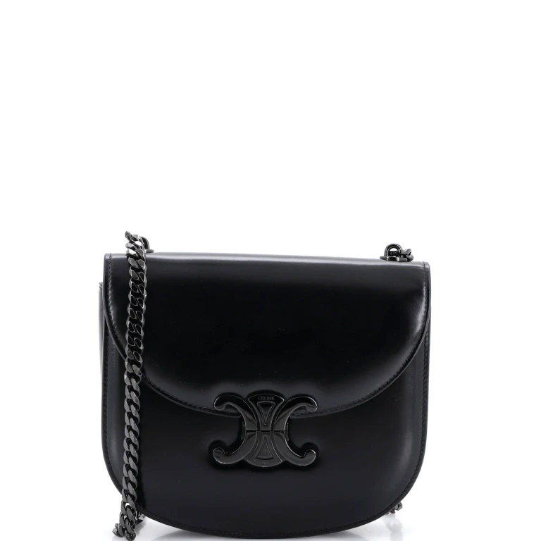 Triomphe Besace Clea Chain Flap Bag Leather