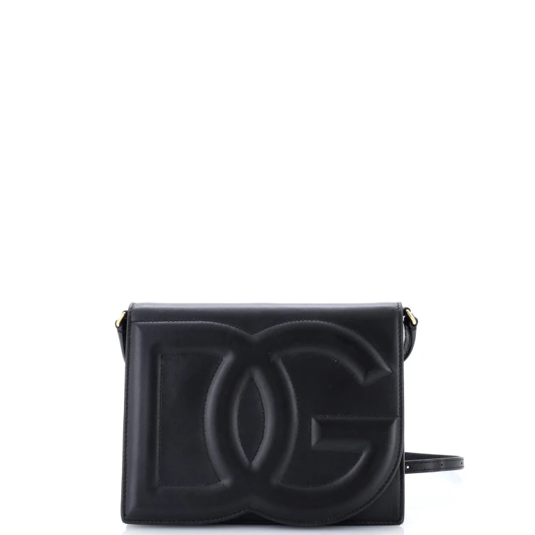 DG Logo Flap Shoulder Bag Leather Small