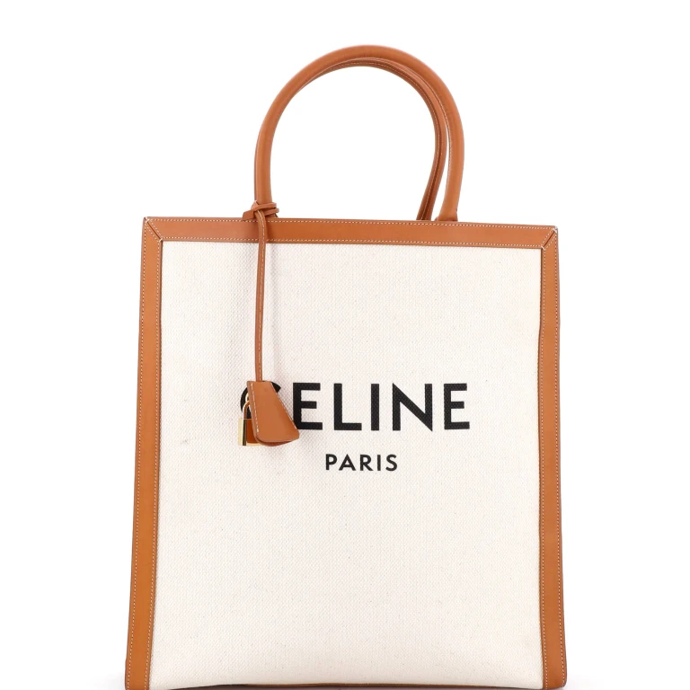 Vertical Cabas Tote Canvas with Leather Large