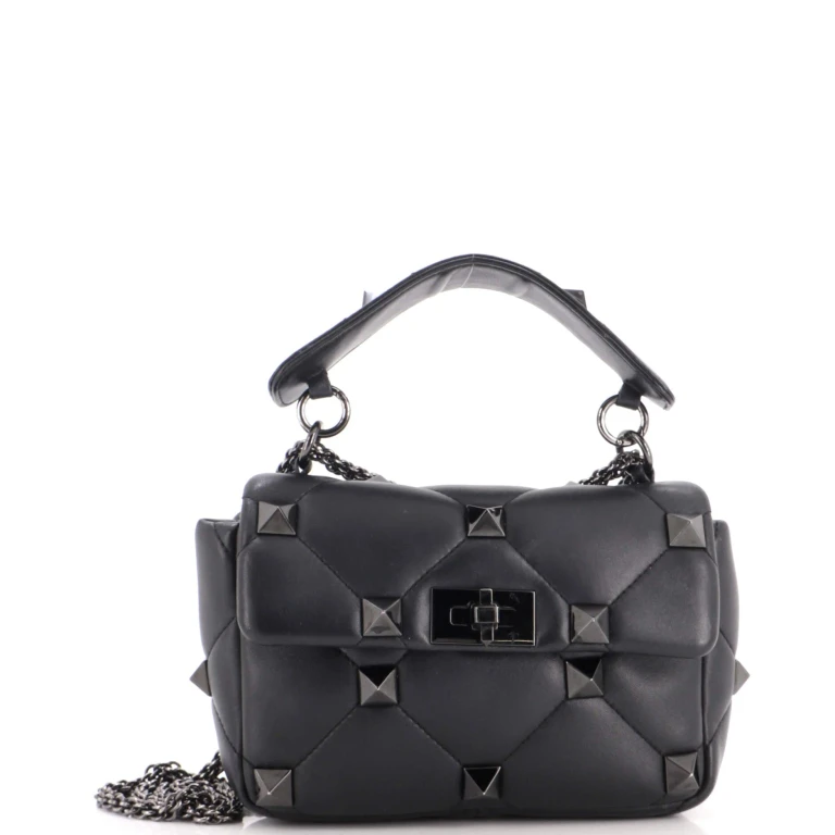 Roman Stud Flap Bag Quilted Leather Medium