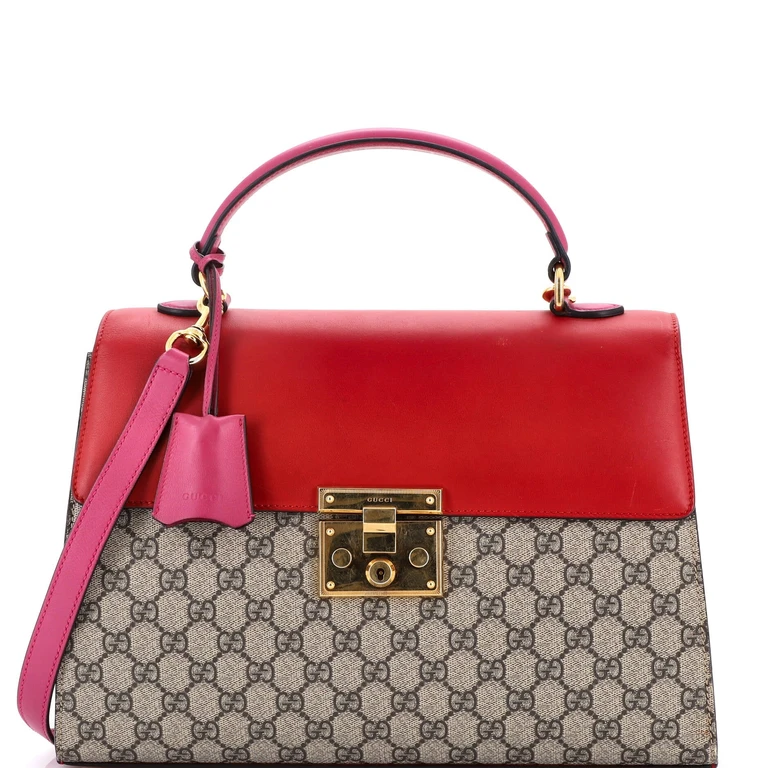 Padlock Top Handle Bag GG Coated Canvas and Leather Medium