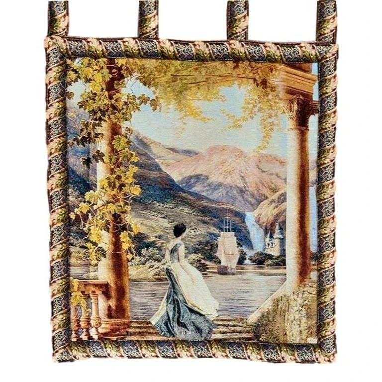 Tache Tapestry Faraway Longing Coastal Mountain Range Wall Hanging Artwork 28 x 31 (13606)
