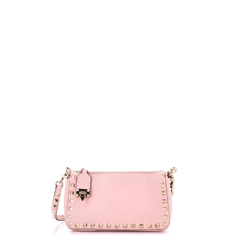 Rockstud Zip Pochette Shoulder Bag Leather Small