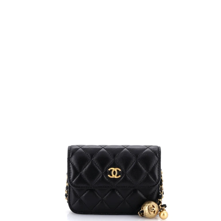 Pearl Crush Flap Clutch with Chain Quilted Lambskin Mini