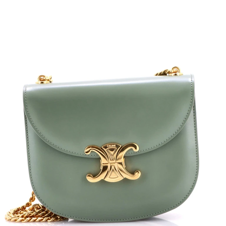 Triomphe Besace Clea Chain Flap Bag Leather