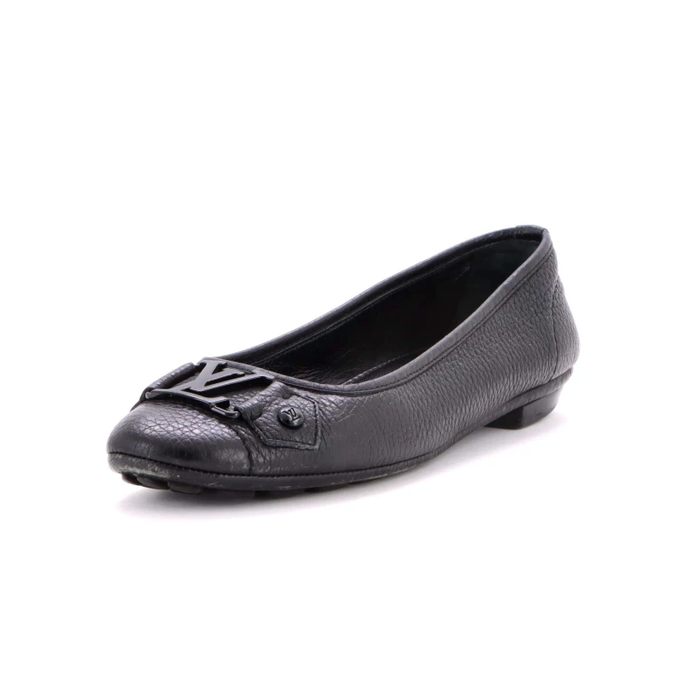 Women's Nina Ballerina Flats Nano Monogram Leather with Monogram Canvas