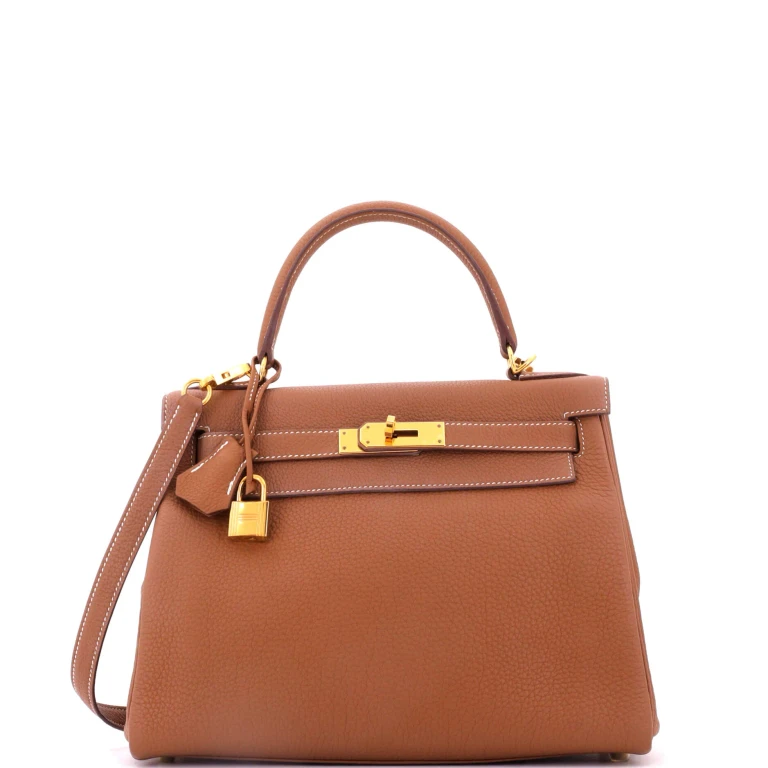 Kelly Handbag Gold Togo with Gold Hardware 28