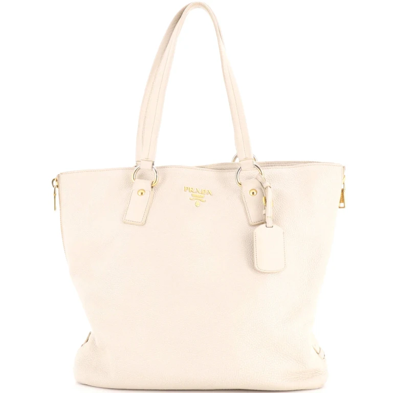 Side Zip Shopper Tote Vitello Daino Large
