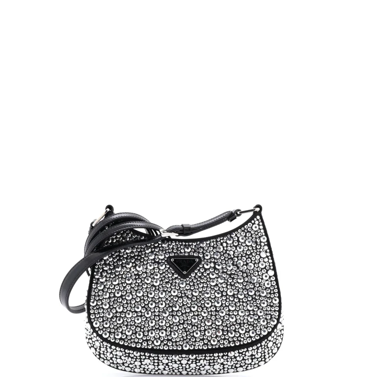 Cleo Shoulder Bag Crystal Embellished Satin Small