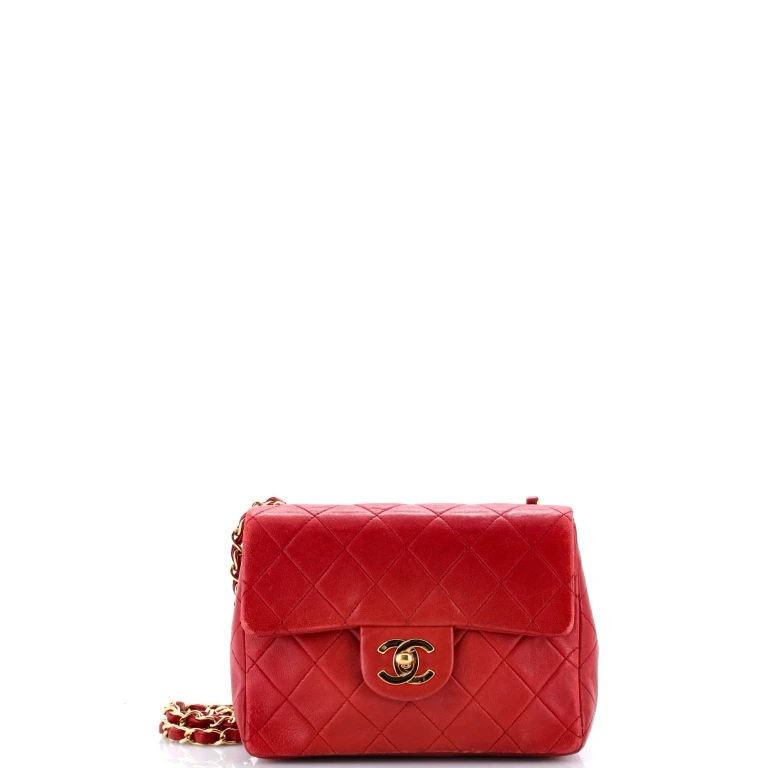 Vintage Square Classic Single Flap Bag Quilted Lambskin Mini