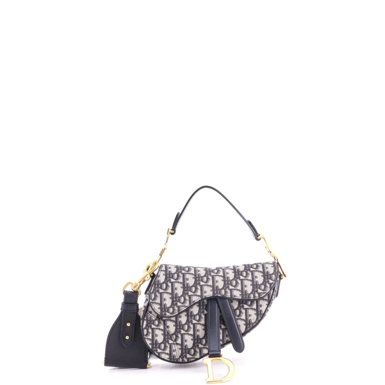Saddle Handbag with Strap Oblique Canvas Mini