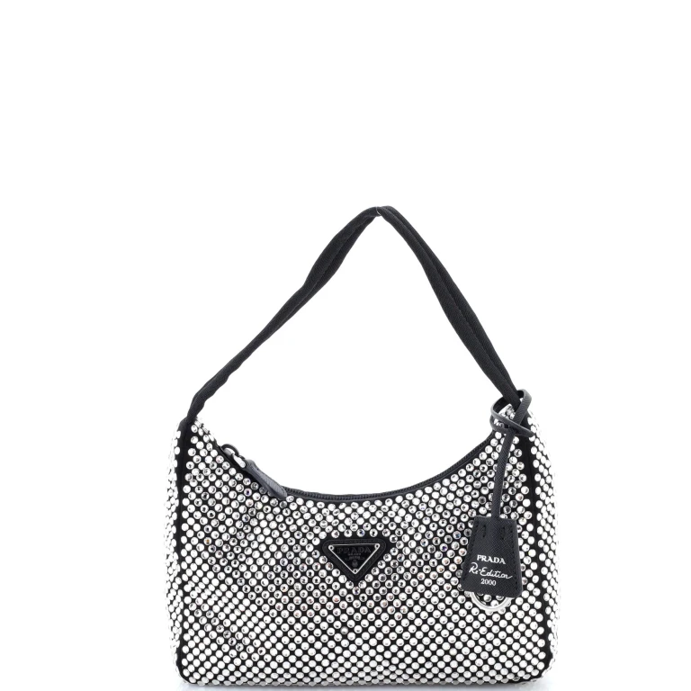 Re-Edition 2005 Shoulder Bag Crystal Embellished Satin Small