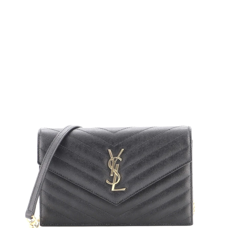 Classic Monogram Wallet on Chain Matelasse Chevron Leather Small